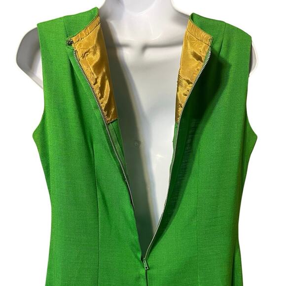 Vintage Original STACY AMES Womens 1950s 60s Dress Green Mod Sleeveless 14 MCM - Picture 6 of 9